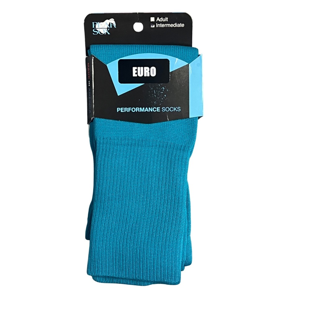 Pear Sox Euro Performance Socks Intermediate Teal Blue High Performance Athletic